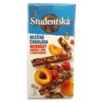 Шоколад молочної Studentska Pecet з абрикосом, маліною і арахісом 170 р Чехія