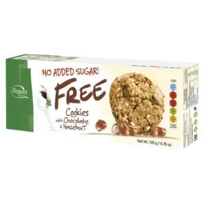 Печиво БЕЗ ЦУКРУ з шматочками горіхів і шоколаду Bogutti Cookies 135г