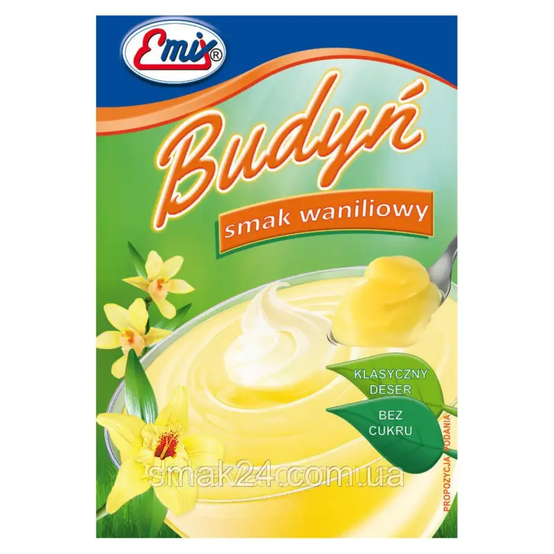 Пудинг з ванільним смаком БЕЗ САХАРА Emix Budyn Польща 40г