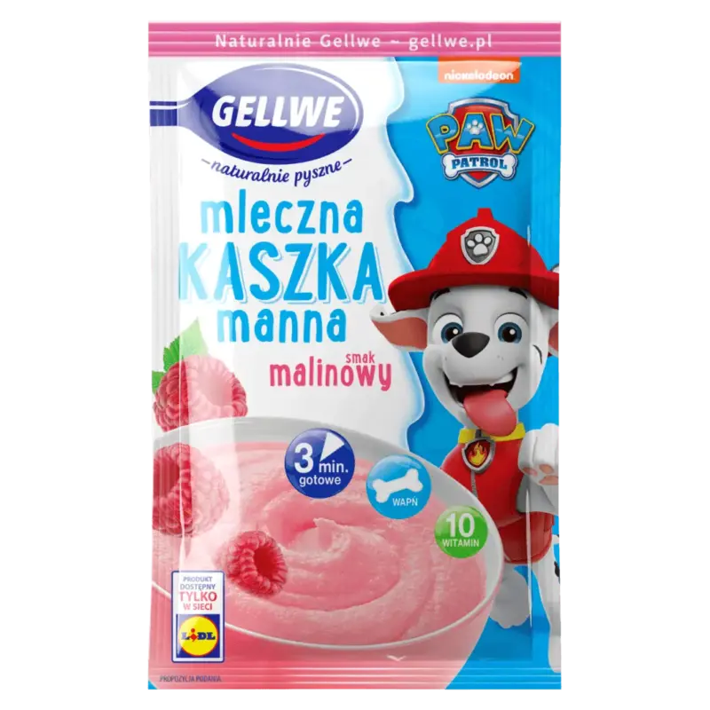 Кашка манна з Малиновим смаком із вітамінами PAW PATROL Gellwe Kaszka 50 г Польща
