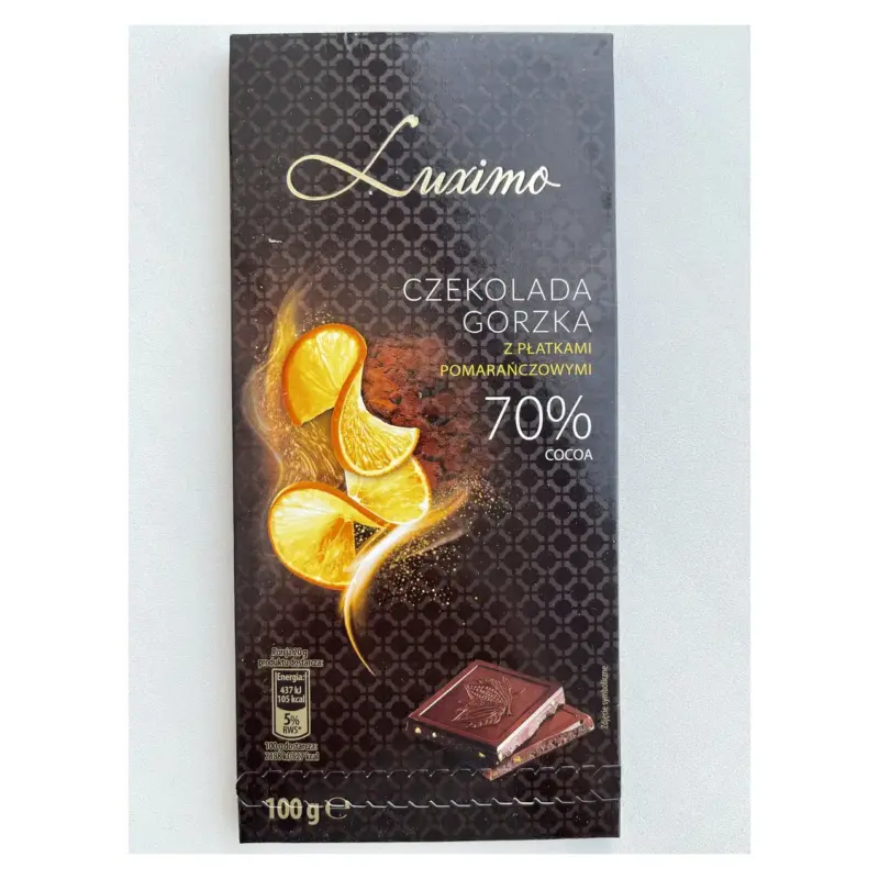 Шоколад чорний Luximo Premium з апельсином 70% какао Польща 100 г.