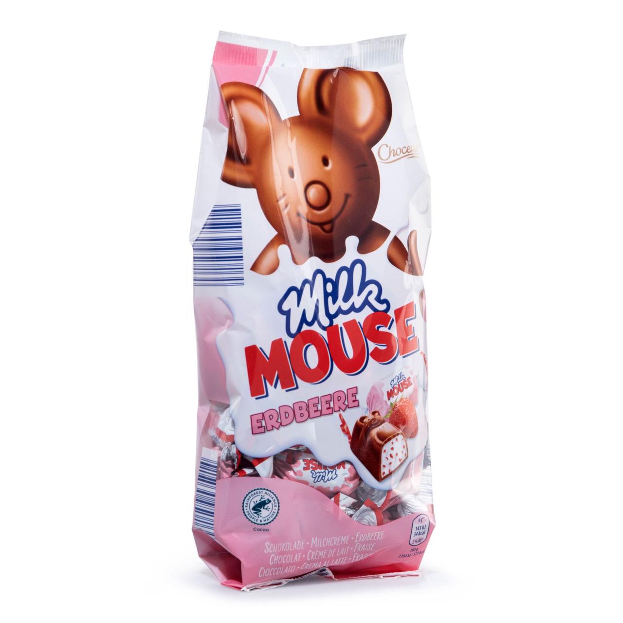 Шоколадні цукерки з полунично-вершковою начинкою Choceur Milch Mause Erdbeere 210г Німеччина