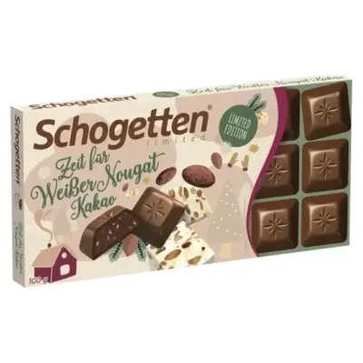 Шоколад молочний з Какао - Білої нугою Schogetten Cocoa White Nougat Німеччина 100г