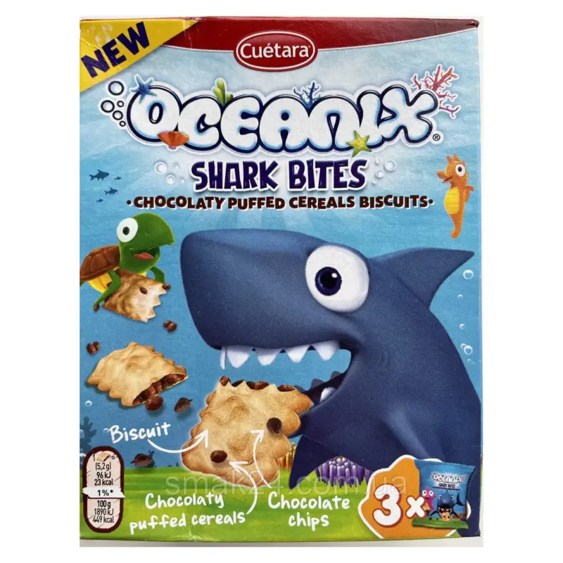 Шоколадне повітряне печиво з пластівців Oceanix Cuetara Shark Bites 150г Іспанія