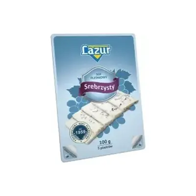 Сир із блакитною цвіллю в пластинах Lazur Ser Srebrzysty Plastry 100 г Польща