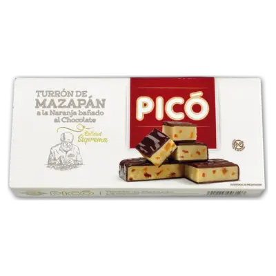 Туррон Марципанова нуга з апельсином у шоколаді Pico Mazapan a la Naranja banado al Chocolate 200 г Іспанія