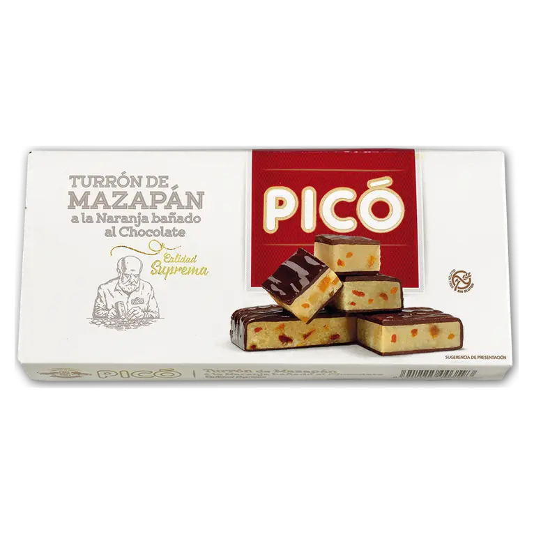Туррон Марципанова нуга з апельсином у шоколаді Pico Mazapan a la Naranja banado al Chocolate 200 г Іспанія