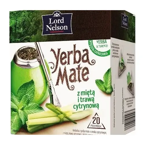 Чай зі смаком М’яти та трави Лимонника Lord Nelson Yerba Mate o smaku mieta i trawa cytrynowa 20пакет. Польща