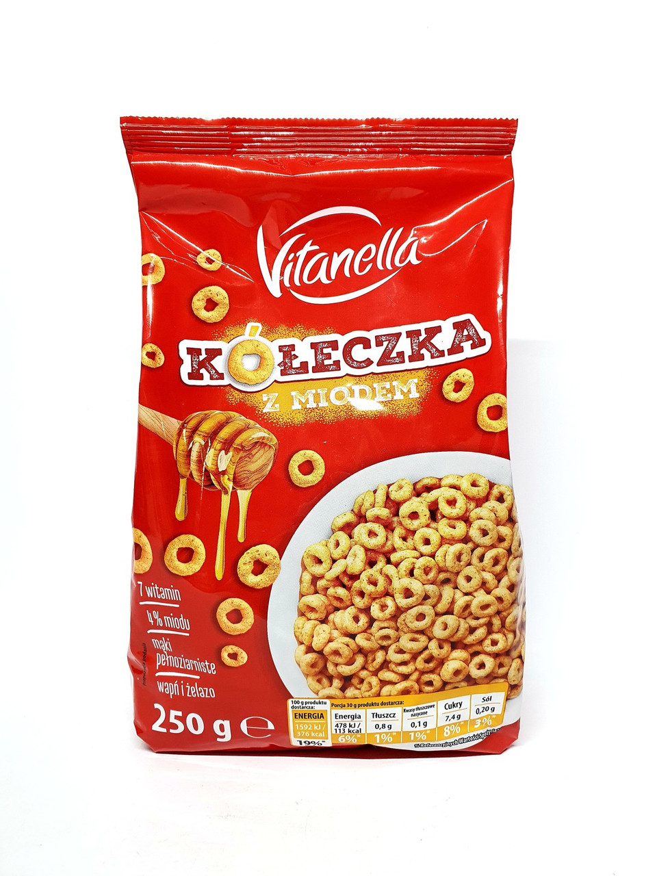 Сухий сніданок "Колечки медові" VitanellaKoleczka z miodem, 250 г Польща