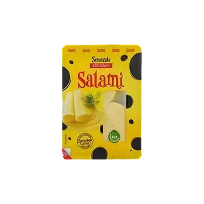 Сир напівтвердий БЕЗ ЛАКТОЗИ, БЕЗ КОНСЕРВАНІВ Serenada Salami Ser Zolty 135 г Польща