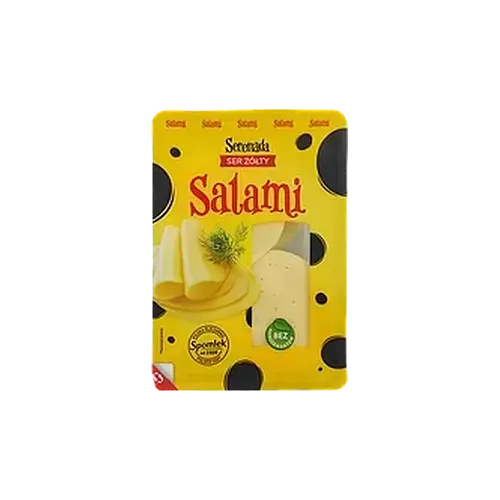 Сир напівтвердий БЕЗ ЛАКТОЗИ, БЕЗ КОНСЕРВАНІВ Serenada Salami Ser Zolty 135 г Польща