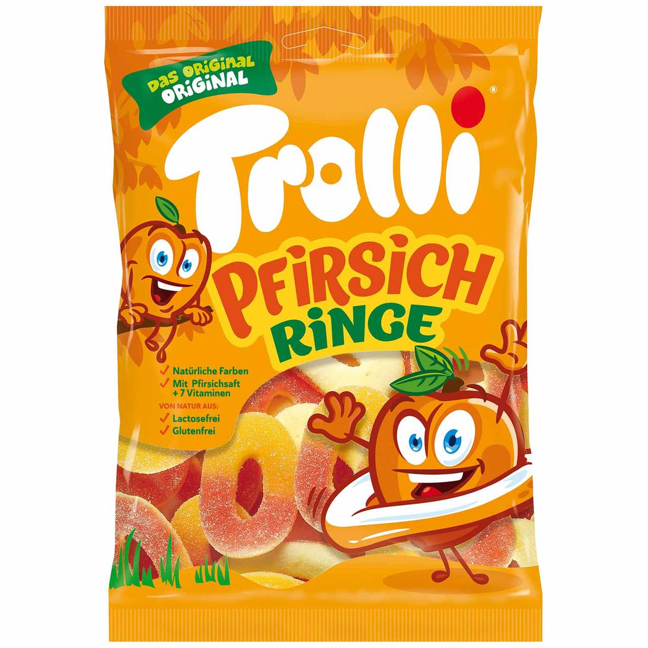 Желейні цукерки Без лактози, Без глютену Персикові кільця Trolli Pfirsichringe Німеччина 200 г