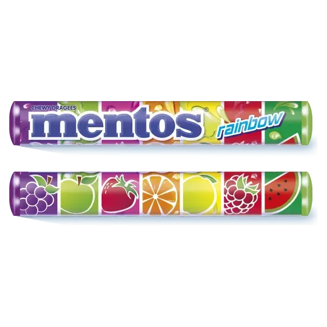 Жувальні драже мікс фруктовий Веселка Mentos Rainbow (7 смаків) 37.5 г