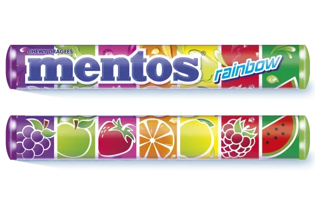 Жувальні драже мікс фруктовий Веселка Mentos Rainbow (7 смаків) 37.5 г