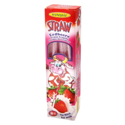 Трубочки для молока Полуниця Woogie Straws with strawberry flavour (8 шт.x4г) 32 г Австрія