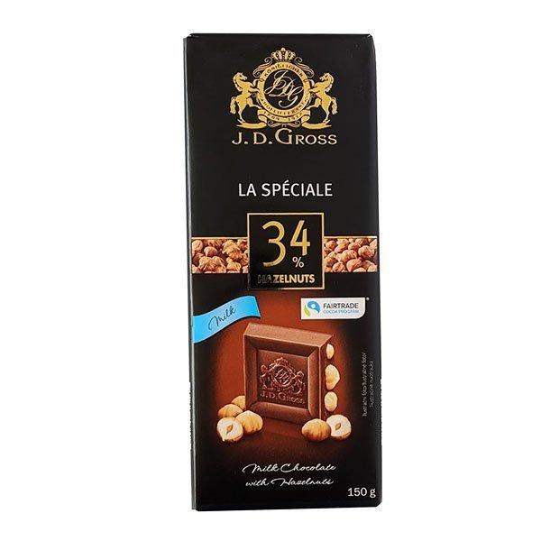 Шоколад молочний з лісовим горіхом J. D. Gross La Speciale Німеччина 150г