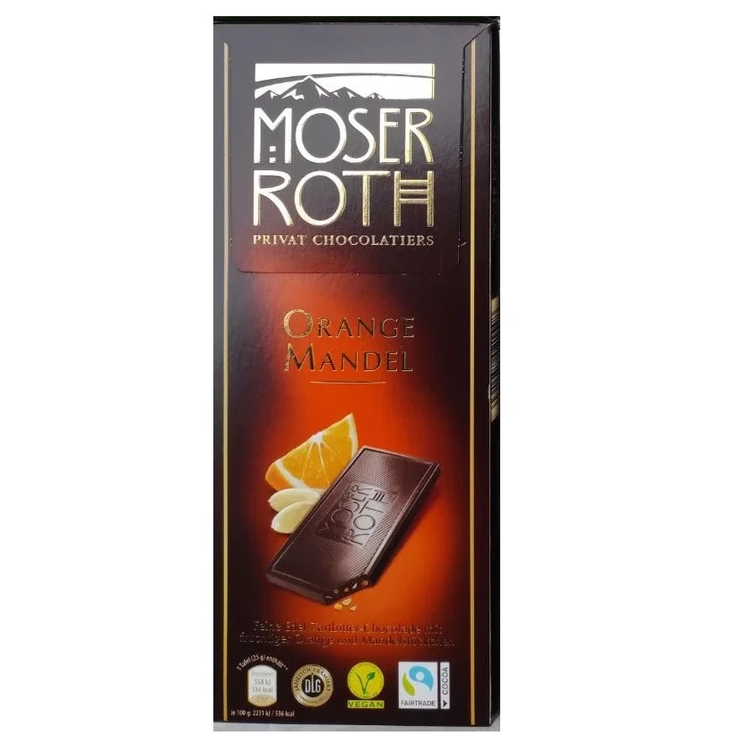 Шоколад чорний апельсин із мигдалем Moser Roth Orange Mandel 125 г