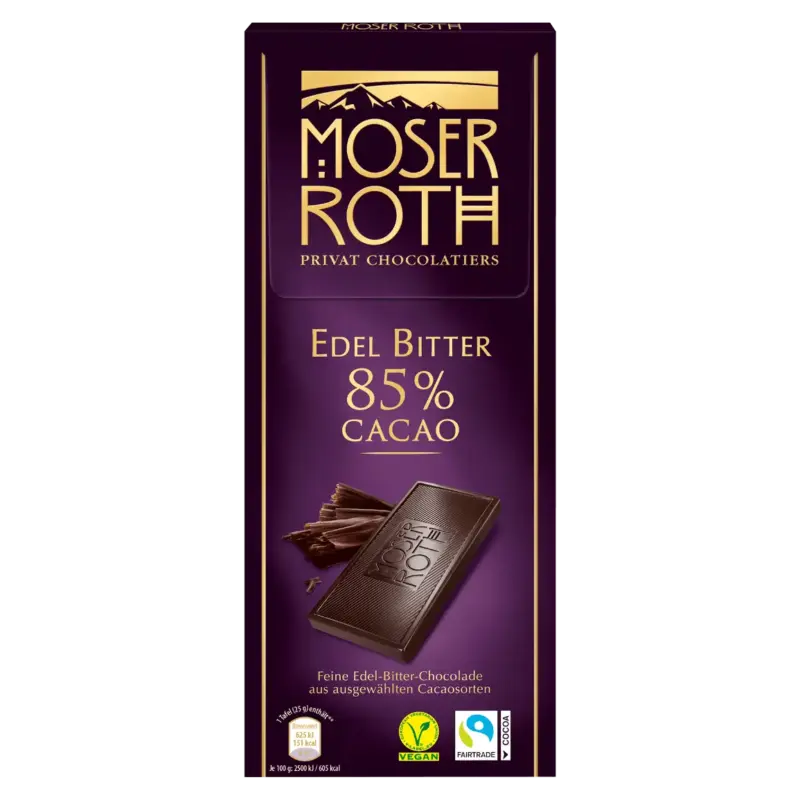 Шоколад чорний Moser Roth Edel Bitter 85% какао Німеччина 125 г