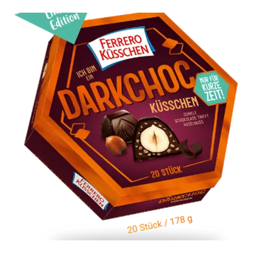 Шоколадні цукерки FERRERO Küsschen Darkchoc 178 г Німеччина