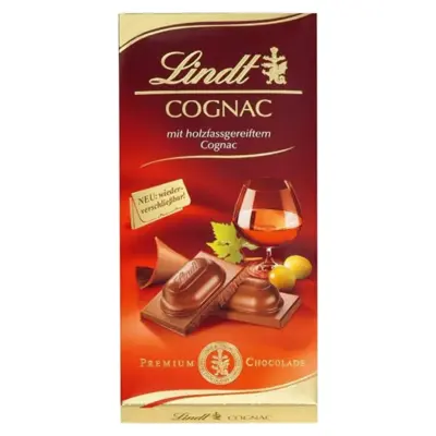 Шоколад молочний з Коньяком Lindt Cognac 100г Німеччина