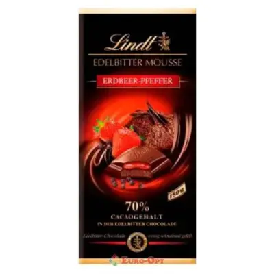 Шоколад Lindt Edelbitter Mousse Erdbeer Pfeffer 70% 150 г Німеччина