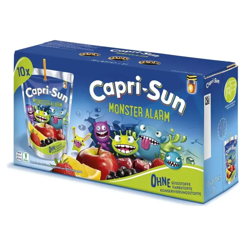 Сік яблуко, вишня, чорна смородина, полуниця Capri-Sun Monster Alarm фруктовий монстр 200 мл Німеччина