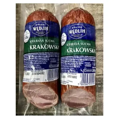 Колбаса зі свинини (Ветчинно-рублена) Краковська Kiełbasa Krakowska Wedlin, 260 г Польща