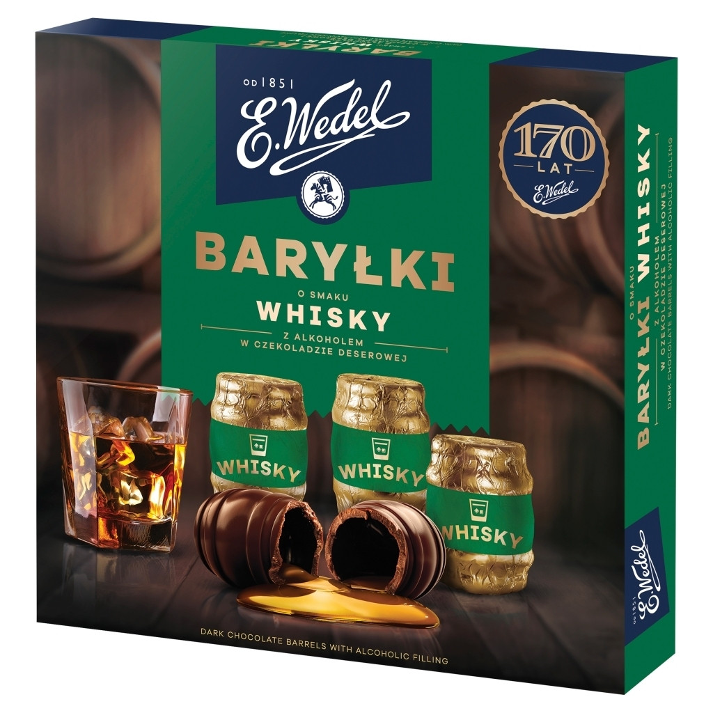 Шоколадні цукерки (Бочки) з віскі E.Wedel Barylki Whiski 200 г Польща