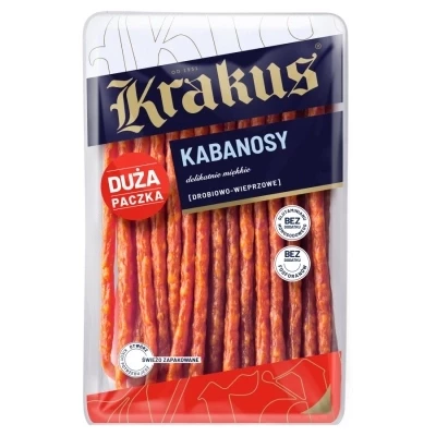 Ковбаски Кабаноски Куринно-Свинні Krakus Kabanosy drobiowo-wieprzowe 250 г Польща