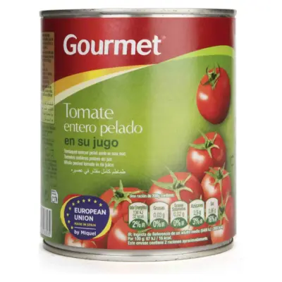 Помідори цілі очищені у власному соку без глютену BENIMAR tomate entero pelado 780 г/850 мл Італія