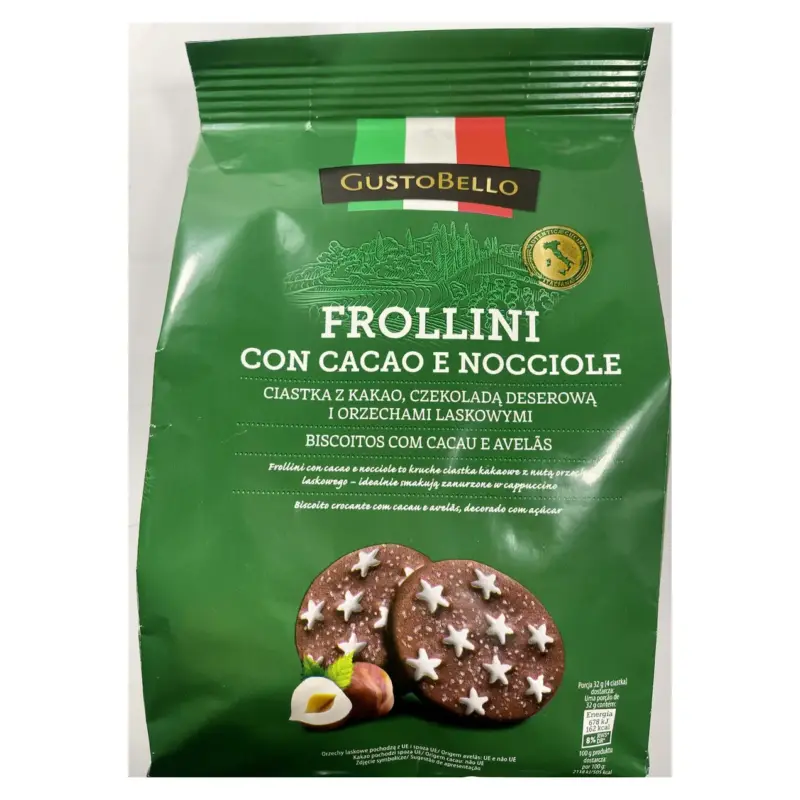 Печиво з какао та фундуком Gusto Bello Frollini con Cacao e nocciole 350 г Італія