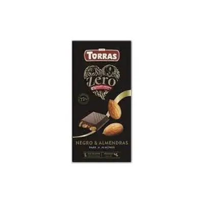 Шоколад чорний БЕЗ САХАРА Й ГЛЮТЕНА з мигдалем Torras Zero Negro Almendras Іспанія 150 г