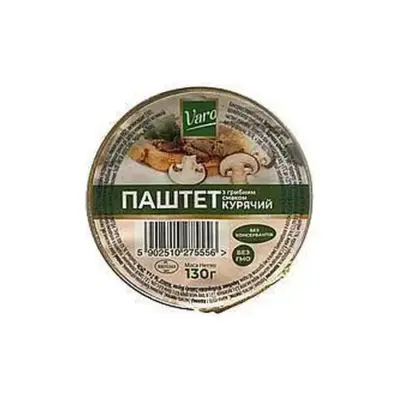 Паштет курячий із грибами Varo Польща 130 г