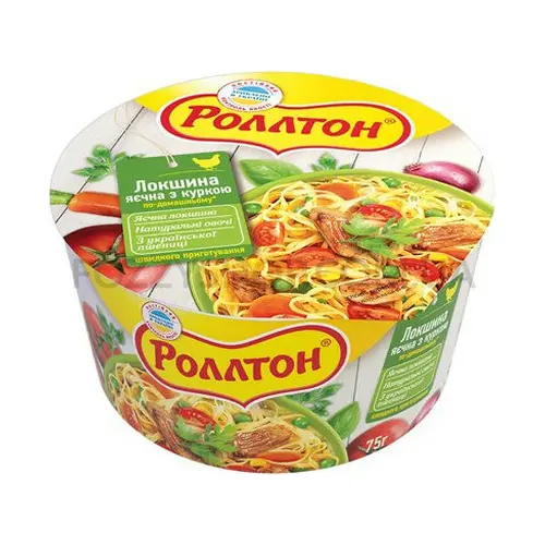 Локшина яєчна швидкого приготування зі смаком курки Rollton 75 г (склянка)