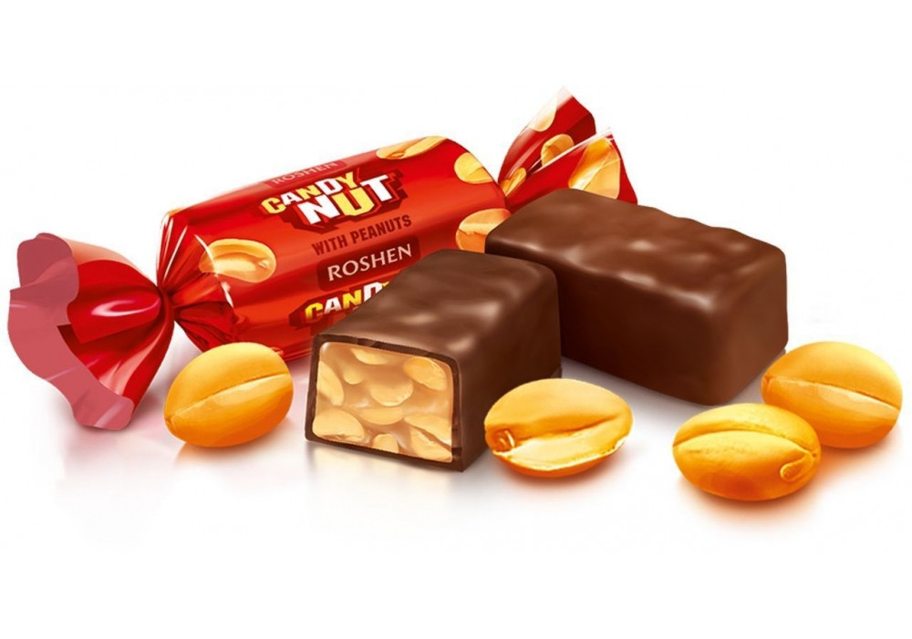 Цукерки Candy Nut м'яка карамель з арахісом Roshen 1кг