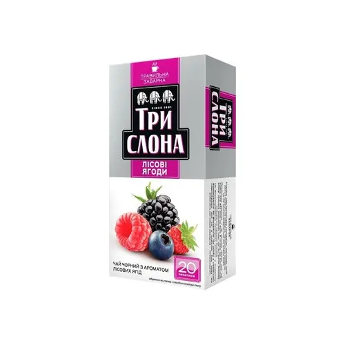 Чай чорний Лісова ягода Три Слони 20 пак. (20х1,3г)