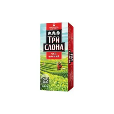 Чай чорний три Слони 25 пак. (25х2г) 50г