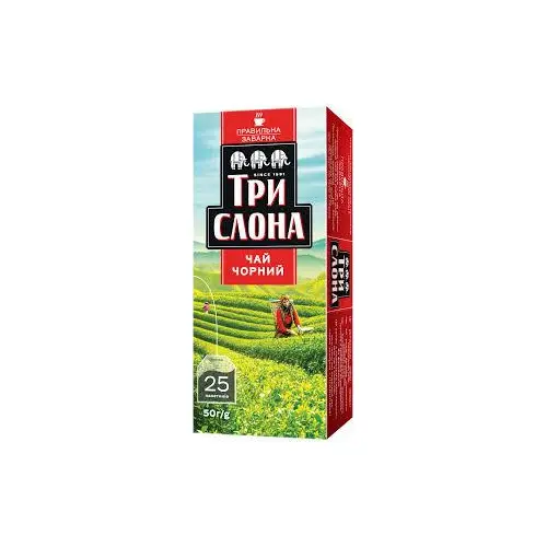Чай чорний три Слони 25 пак. (25х2г) 50г
