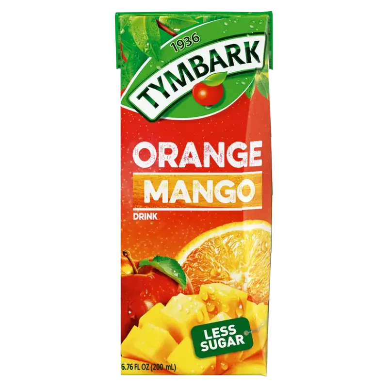 Сік Апельсин-Манго-Яблуко зі зниженим вмістом цукру TYMBARK Orange Mango Less Sugar 200 мл Польща