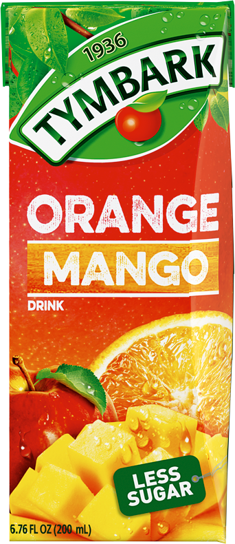 Сік Апельсин-Манго-Яблуко зі зниженим вмістом цукру TYMBARK Orange Mango Less Sugar 200 мл Польща