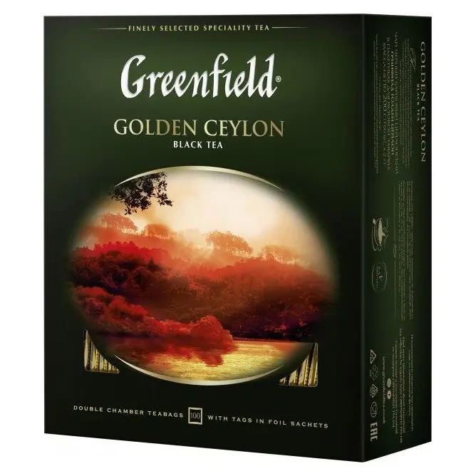 Чай чорний листай класичний Greenfield «Golden Ceylon» (100 пакетиків х 2) 200г