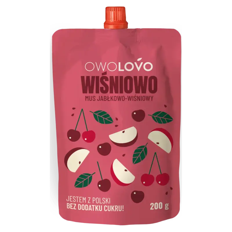 Мус Яблучно-Вишневий 100% БЕЗ ДОБАВЛЕННЯ САХАРА OWOLOVO 200 г Польща