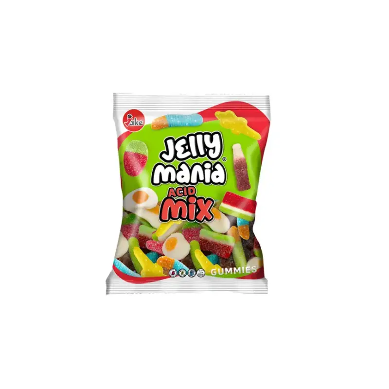 Желейні цукерки БЕЗ ГЛЮТЕНА І ЛАКТОЗИ Jelly Mania acid MIX Іспанія 100 г