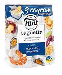 Сухарики Baguette пшеничні зі смаком "Морський коктеїль" + соус "Тартар" Flint 55г