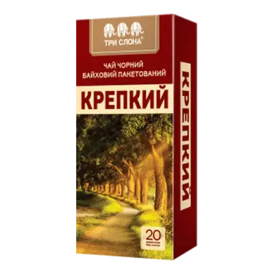 Чай чорний байховий пакетований три Слони Міцний 20 шт. без нитки