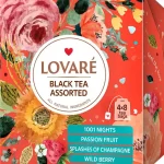 Чай чорний асорті "4 смаки" Lovare (1001 ніч, маракуя, бризки шампанське, дикий фрукт) (32п.х2г)