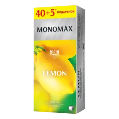 Чай чорний байховий зі смаком лимона пакетований Monomax (45 пакетиків х 1,5 г) 67,5 г