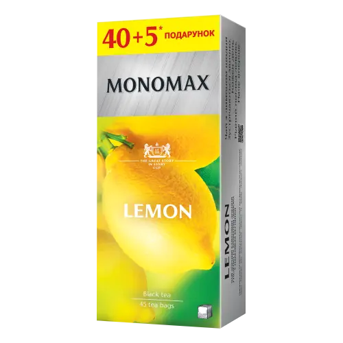 Чай чорний байховий зі смаком лимона пакетований Monomax (45 пакетиків х 1,5 г) 67,5 г