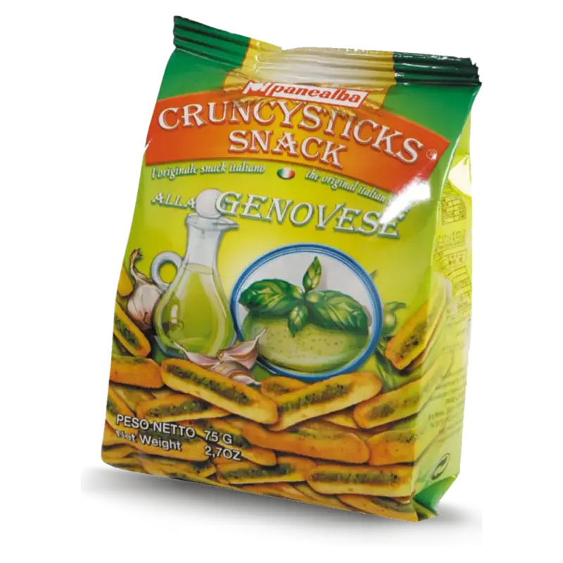 Хлібні мініпалички з часником і базиліком Crunchysticks alla Genovese Panealba 75 г Італія