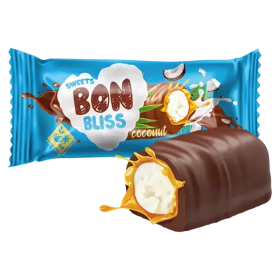 Цукерки в шоколадній глазурі з карамеллю та кокосовою начинкою Bon Bliss 1кг Україна